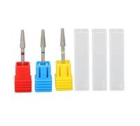 ANKROYU 3 Nail Drill Bits, Nails Professional Nail Drill Bits Professional Russian Front Interchangeable Grinding Heads Various Roughnesses Comes with a Matching Box for Buffing and Removing Nails