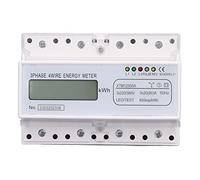 ANKROYU 3 Phase 4 Wire Electricity Meter LCD Display RS485 7 Digit Energy Monitor for Industrial Commercial Use DIN Rail Mount Plastic Material (3x20(80) A)