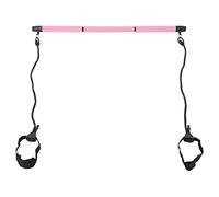 ANKROYU 3 Section Adjustable Pilates Bar Portable Workout Stick Body Building Puller Yoga Fitness Equipment for Home Gym Office Travel Steel Pipe Foam Cover 35 Inch (Pink)