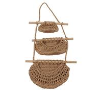 ANKROYU 3 Tier Hanging Wall Basket Handwoven Hemp Rope Wooden Storage Organizer Multi Purpose Wall Mounted Shelf for Kitchen Living Room Bedroom Bathroom Door Decor Fruit Toy Organ