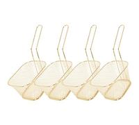 ANKROYU 304 Stainless Steel Frying Basket Set 4Pcs Square Deep Fryer Strainer for French Fries Vegetables Seafood Kitchen Cooking Tools Durable Rustproof Easy Clean Compact Design (Silver) (Black)