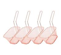 ANKROYU 304 Stainless Steel Frying Basket Set 4Pcs Square Deep Fryer Strainer for French Fries Vegetables Seafood Kitchen Cooking Tools Durable Rustproof Easy Clean Compact Design (Silver) (Black)