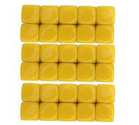 ANKROYU 30PCS 16MM Dice Set Plastic Rounded 6 Sided Dice Cubes for DIY Games Math Teaching Classroom Activities Durable Smooth Surface Educational Tools Party Fun Craft Projects (Yellow)