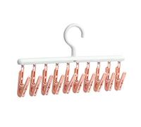 ANKROYU 360 Degree Rotating Sock Drying Rack with 10 Clips Multifunctional Space Saving Laundry Organizer for Home Balcony Dormitory Plastic Sock Hanger 37x19x1.9cm (Pink White)