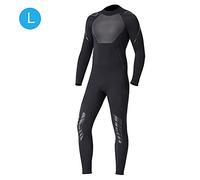 ANKROYU 3mm Neoprene Diving Wetsuit Long Sleeve One Piece Premium Elastic Comfortable Warm UV Protection for Men Women Diving Swimming Surfing Fishing Water Sports Black (L)