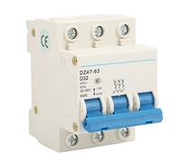 ANKROYU 3P Miniature Circuit Breaker DIN Rail Mount 6000A Breaking Capacity Low Voltage Air Switch Flame Retardant Pa66 Shell for Residential Commercial Electrical Systems