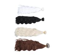 ANKROYU 4 Pieces 30cm Doll Wigs High Temperature Soft Silk Hair Water Ripple Long Curly Wigs for 1/8 1/12 Cotton Dolls 613 Blonde Moon White Natural Black Dark Brown