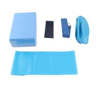 ANKROYU 5 Piece Yoga Set with Blocks Stretch Belt Latex Towel Resistance Loop and Exercise Ball for Home Workouts Pilates and Fitness Training Blue EVA Latex Cotton PVC