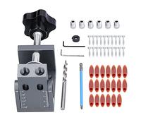 ANKROYU 52Pcs Oblique Pocket Hole Jig Kit 15 Degree Adjustable Drilling Guide Positioner with Self Tightening Clamp Premium Aluminum Alloy Woodworking Tool for Furniture Cabinet Dr