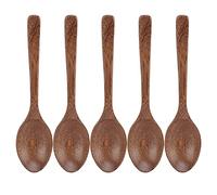 ANKROYU 5Pcs Premium Wooden Spoons Set Durable Heat Non Scratch Kitchen Utensils for Cooking Baking Mixing Ideal Housewarming Gift Natural Wenge Wood 9.1 Inch (Wenge Wood Big Wavy Tail Spoon)