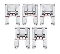 ANKROYU 5Pcs Satin Stitch Presser Foot Set Stainless Steel Heavy Duty Sewing Machine Feet for Home Sewing Embroidery Applique and Decorative Stitching