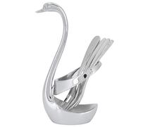 ANKROYU 5Pcs Stainless Steel Fruit Fork Set with Swan Shaped Zinc Alloy Holder Elegant Tableware Organizer for Kitchen Dining Room Decor 304 Stainless Steel Forks