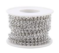 ANKROYU 5yard/Roll Crystal Rhinestone Chain, Sew on Crystal Rhinstone Chain Trim, DIY Close Cup Chain Apparel Beauty Accessories(B)
