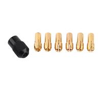 ANKROYU 6-Piece Cylindrical Collet with Grasping Range 1mm to 3.2mm Brass Sleeve Nut Adapter with M8x0.75 Cap Electric Grinding Bit Collection Gripper Suitable for Rotary Tools