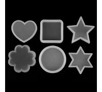 ANKROYU 6 Piece Silicone Mold Set Circle Square Heart Star Flower Hexagon Shapes Premium Food Grade Baking Chocolate Cake Decorating DIY Craft Mould Kit for Home Bakers Pastry Chef