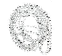 ANKROYU 6mm 2.7 Meters Plastic Pearl Beads String Chain Garland, Silver Golden Pearl Bead String, Bead Chain Christmas Decoration for Wedding Party Decoration Bouquet (Silver)