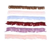 ANKROYU 6PCS Doll Wig Bangs High Temperature Soft Silk Hair Extensions for Cotton Doll Restyling Modification 5cm Length in 6 Colors Light Brown Wine Red Cherry Pink Sky Blue Dream