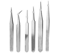 ANKROYU 6pcs Professional Anti Static Tweezers Set Precision ESD Safe Electronics Repair Tools Fine Tip Bent Tweezers for PCB Circuit Board Component Handling and Soldering