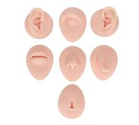 ANKROYU 6pcs Silicone Piercing Model, Silicone Body Parts for Piercing, Body Piercing Practice Model Inclues Ear Eye Nose Mouth Tongue and Belly Button Model for Novice Piercer(light skin color)