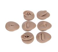 ANKROYU 6pcs Silicone Piercing Model, Silicone Body Parts for Piercing, Body Piercing Practice Model Inclues Ear Eye Nose Mouth Tongue and Belly Button Model for Novice Piercer(dark skin color)