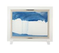 ANKROYU 7 Inch Moving Sand Art Picture 3D Ocean Sandscape Dynamic Quicksand Painting Vibrant Color Changing Desktop Decor Stress Relief Art for Office Home Decoration Glass Frame 8 (Blue)