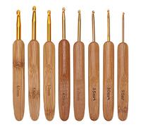ANKROYU 8pcs Crochet Hooks, Aluminum Crochet Hooks, Crochet Needles Bamboo Wooden Handle, Bamboo Crochet Hook Set for Thin Yarn