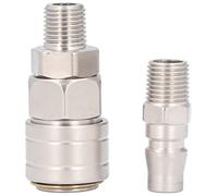 ANKROYU Air Coupler Quick Connect, Ni Plated Stainless Steel Self Locking Fitting Kit, Standard Industrial Pneumatic Connectors for Automotive Tools (Self-Locking Quick Connection 1/4 of The Outer)