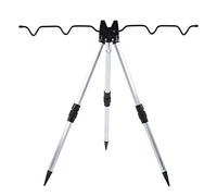 ANKROYU Aluminum Alloy Fishing Rod Tripod Stand, Ultrashort Folding Bracket with 5 Rod Capacity, 438 g Lightweight Sea Fishing Pole Holder for Beach Pier Angling