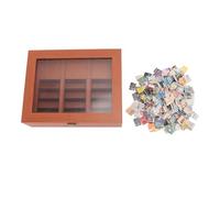 ANKROYU Anxiety Bookshelf Mini Wooden Stress Relief Ornament with 200 Mini Books Anti Anxiety Sensory for Book Lovers Office Decor