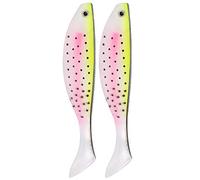 ANKROYU Artificial Fishing Lures PVC Soft Vivid Fish Like Bait for Sea Freshwater Fishing Anglers 2Pcs Set Multiple Colors (Green Red) (Pink Yellow)