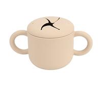 ANKROYU Baby Learning Drinking Cup Silicone Double Handles Design Easy Cleaning Leakproof Toddler Training Cup for Kitchen Car Travel (Yellow) (Red) (Khaki)