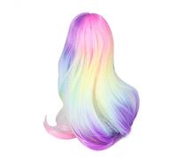 ANKROYU Ball Joint Doll Wig Soft Supple High Simulation Gradient Color Hairpiece For 21 24cm 1/3 Scale Dolls Premium Quality Stylable Wig (Rainbow)