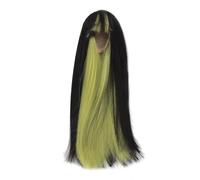 ANKROYU Ball Jointed Doll Wigs Long Straight Dual Color High Temperature Fiber Heat Resistant Stylable Replacement Hair With Bangs for 1/4 BJD 18.5 21cm Head Size (Black Green)