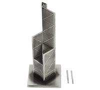ANKROYU Bank of China Tower Model Exquisite World Architecture Alloy Desktop Ornament Home Office Decor Silver Grey 20cm Height