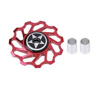 ANKROYU Bicycle Ceramics Guide Roller High Performance Aluminium Alloy Rear Derailleur Wheel Smooth Cycling Accessory for Mountain Road Bike Black Red (Red)
