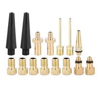 ANKROYU Bicycle Valve Adapter Kit Durable Universal Copper Bike Tire Valve Converter Set with Pump Needles and Nozzles for Bicycle Car Ball Inflation 15pcs Gold