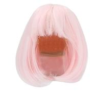 ANKROYU BJD Doll Wig Straight Bang Shoulder Length Short Hair Soft Fiber Easy Cutting Styling for 1/3 Ball Jointed Dolls High Temperature Fiber DIY Accessories (Pink)