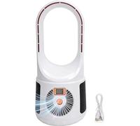 ANKROYU Bladeless Desk Fan with 6 Speeds & Power Display, Ultra Quiet USB Portable Cooling Fan with 1200mAh Battery for Home, Office, Bedroom | Safe, Powerful Airflow (White)