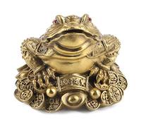ANKROYU Brass Golden Three Legged Lucky Money Toad Fortune Statue for Home Office Business Prosperity Feng Shui Decor Antique Artwork Gift Gold Color 1 or 2 Size (No. 1 is 11cm long, 9cm wide and 8cm