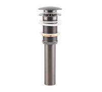 ANKROYU Brass Pop Up Drain Waste Stopper Non Overflow G1 1/4 Inch Bathroom Sink Drainage Resistant Proof Smooth Push Button Operation Easy Installation for Basin Without Overflo (Silver Chrome