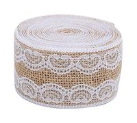 ANKROYU Burlap Ribbon Lace Linen Roll Wide Burlap Christmas Tree Ribbon DIY Craft Decorations for Wedding Party Gift Packaging Industrial Packaging Arts Crafts Jute 5.5yd (5cm lace on Both Sides)