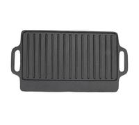 ANKROYU Cast Iron Grill Griddle Heavy Duty Double Sided Teppanyaki Plate for Indoor Outdoor Cooking Stovetop BBQ Camping Thickened Rectangular Design (46x23CM)