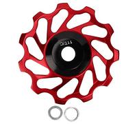 ANKROYU Ceramic Bearing Bike Derailleur Pulley 11T Lightweight Aluminum Alloy Guide Wheel Rear Roller for Mountain Road Bicycle Cycling 8 9 10 11 Speed Black Red Blue Green 1PCS (Red)