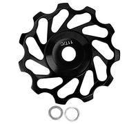 ANKROYU Ceramic Bearing Bike Derailleur Pulley 11T Lightweight Aluminum Alloy Guide Wheel Rear Roller for Mountain Road Bicycle Cycling 8 9 10 11 Speed Black Red Blue Green 1PCS (Black)