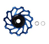 ANKROYU Ceramic Bearing Bike Derailleur Pulley 11T Lightweight Aluminum Alloy Guide Wheel Rear Roller for Mountain Road Bicycle Cycling 8 9 10 11 Speed Black Red Blue Green 1PCS (Blue)