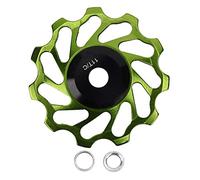 ANKROYU Ceramic Bearing Bike Derailleur Pulley 11T Lightweight Aluminum Alloy Guide Wheel Rear Roller for Mountain Road Bicycle Cycling 8 9 10 11 Speed Black Red Blue Green 1PCS (Green)
