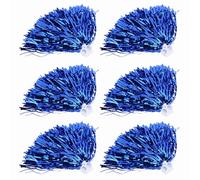 ANKROYU Cheerleading Pom Poms 6 Pack Vibrant Colors Durable Cheer Dance Accessories for Sports Events Team Performances Golden Silver Blue Green Rose Red Purple (Blue)