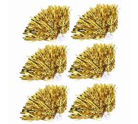 ANKROYU Cheerleading Pom Poms 6 Pack Vibrant Colors Durable Cheer Dance Accessories for Sports Events Team Performances Golden Silver Blue Green Rose Red Purple (Gold)