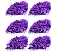 ANKROYU Cheerleading Pom Poms 6 Pack Vibrant Colors Durable Cheer Dance Accessories for Sports Events Team Performances Golden Silver Blue Green Rose Red Purple (Purple)
