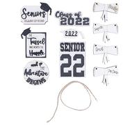 ANKROYU Class of 2022 Graduation Decor Wooden Tiered Tray Centerpiece Cap Gown Diploma Display Shelf Decorations for Graduation Party Home Office Composite Wood 10 Ornaments (Black 2022)